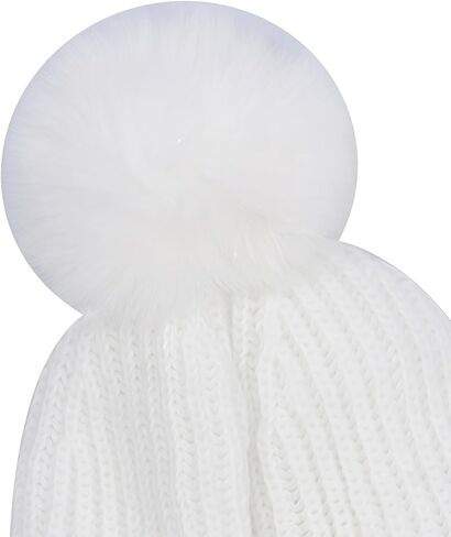 Baby Girls Boys Winter Rhinestone Beanie Hat Crochet Knitted with Faux Fur Pom Pom Knit Skull Cap in Kuwait