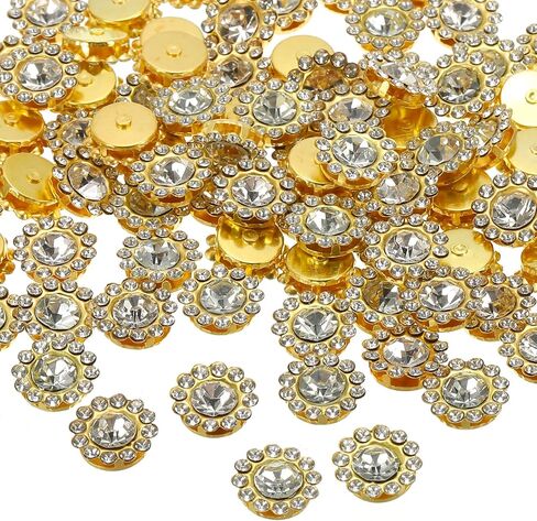 PATIKIL 12 mm Flower Claw Sew on Pearls Rhinestones, 100 Pcs Crystals Glass Metal Base Flower Claw Gems Crystals for DIY Crafts Shoes Dress Clothes Earring Belt Sewing Accessories, Brown in Saudi Arabia