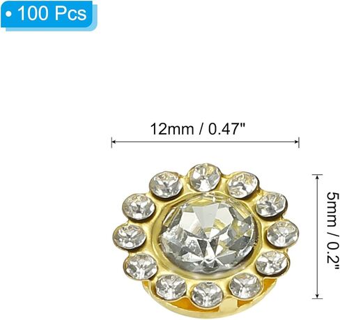 PATIKIL 12 mm Flower Claw Sew on Pearls Rhinestones, 100 Pcs Crystals Glass Metal Base Flower Claw Gems Crystals for DIY Crafts Shoes Dress Clothes Earring Belt Sewing Accessories, Brown in Saudi Arabia