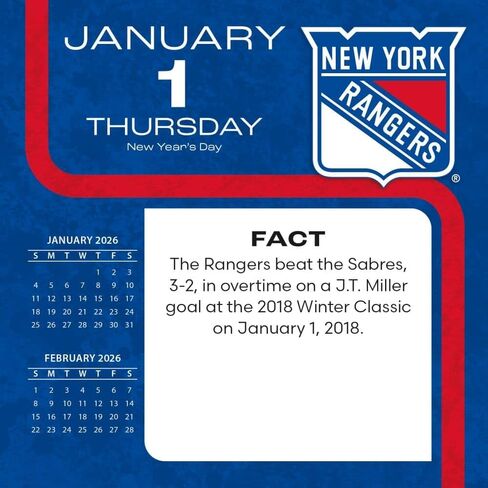TURNER SPORTS New York Rangers 2026 Box Calendar (26998053088) in Saudi Arabia