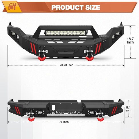 لمصدات رام 1500 2019-2024 (باستثناء الكلاسيكية)، مجموعة المصد الأمامي والخلفي الفولاذي in Kuwait