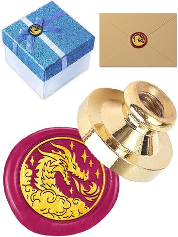 1Pcs Dragon Wax Brass Stamp Head, Sealing Stamper Accessories Vintage Removable Sealing Wax Emblem for Letter Encapsulation Greeting Cards Presents Decoration Items, 25x14.5mm in Saudi Arabia