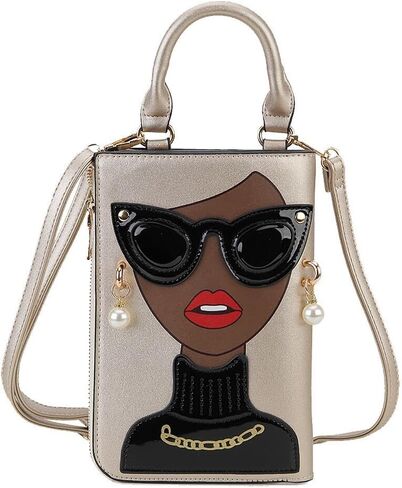 ENJOININ Women Novelty Lady Face Shoulder Bags Funky PU Leather Top Handle Satchel Handbags Clutch Purse for Women in Kuwait