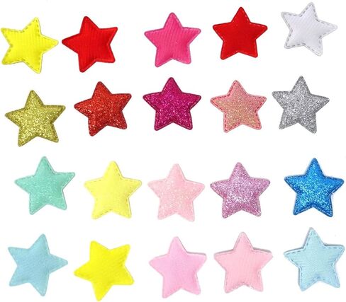 100PCS Glitter Star Shaped Pad Appliques Cute Mixed Color Cartoon Star Sew on Patches Trims for Clothing Hair Accessories Scrapbook Crafts Decoration in Saudi Arabia