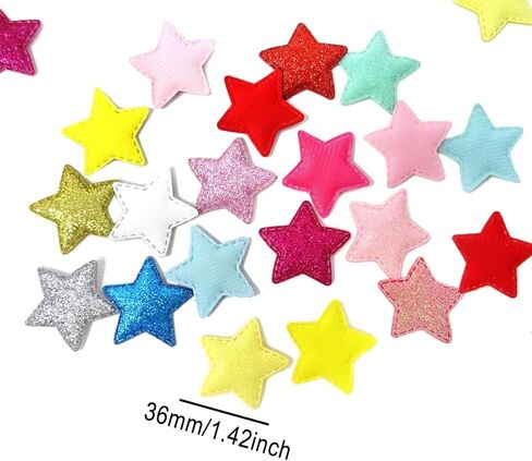100PCS Glitter Star Shaped Pad Appliques Cute Mixed Color Cartoon Star Sew on Patches Trims for Clothing Hair Accessories Scrapbook Crafts Decoration in Saudi Arabia
