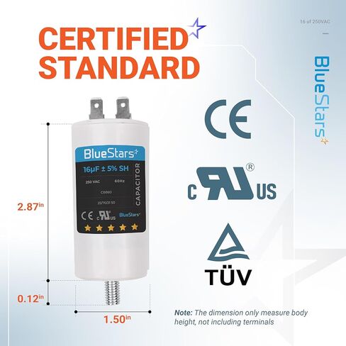 BlueStars 45 uf/MFD/Microfarad 250 VAC Volts CBB60 50Hz/60Hz Run Capacitor with Screw - Exact Fit for Start-up of AC Motors Run Electric Motors Water Pumps in Saudi Arabia
