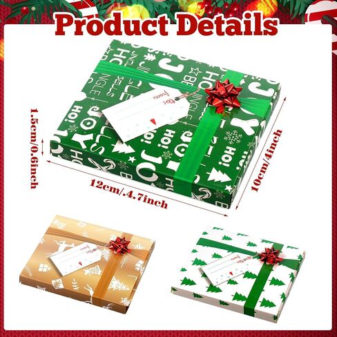 24 Pcs Christmas Gift Card Box Holders with 24 Pcs Paper Gift Tags and Bows Xmas Present Wrap Boxes Set for Teacher Christmas Holiday Party Favor Decor (Plaid, Elk, Tree, Snowflake, Character) in Saudi Arabia