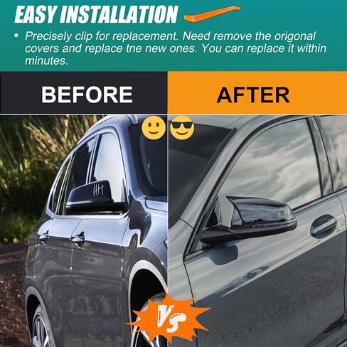أغطية مرايا جانبية رياضية M لسيارة BMW 1/2 Series X1/X2/Z4 (F39)(F40)(F44)(F48)(G29) وتويوتا سوبرا A90 MK5 - أسود لامع، زوج واحد in Saudi Arabia
