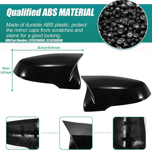 أغطية مرايا جانبية رياضية M لسيارة BMW 1/2 Series X1/X2/Z4 (F39)(F40)(F44)(F48)(G29) وتويوتا سوبرا A90 MK5 - أسود لامع، زوج واحد in Saudi Arabia