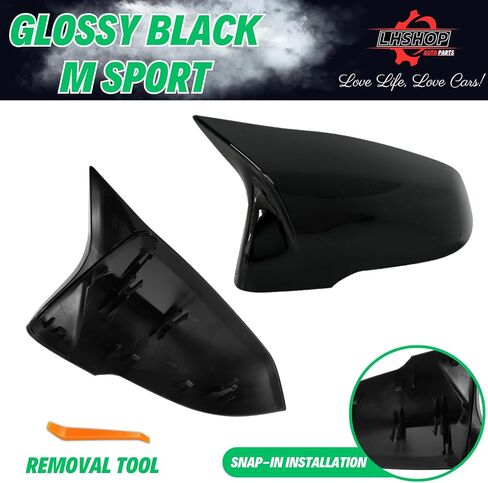 أغطية مرايا جانبية رياضية M لسيارة BMW 1/2 Series X1/X2/Z4 (F39)(F40)(F44)(F48)(G29) وتويوتا سوبرا A90 MK5 - أسود لامع، زوج واحد in Saudi Arabia