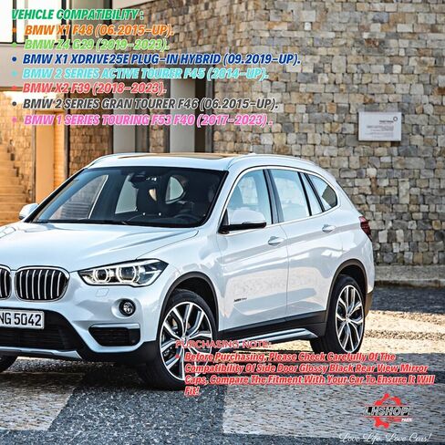 أغطية مرايا جانبية رياضية M لسيارة BMW 1/2 Series X1/X2/Z4 (F39)(F40)(F44)(F48)(G29) وتويوتا سوبرا A90 MK5 - أسود لامع، زوج واحد in Saudi Arabia