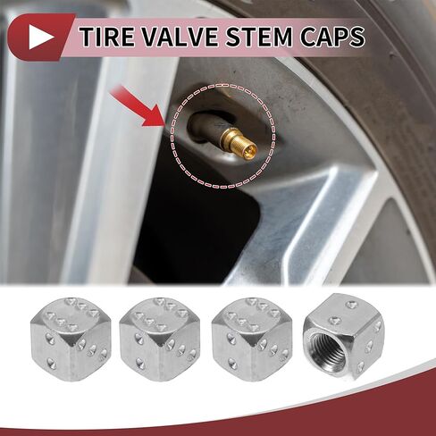 4 Pcs Decorative Tire Valve Stem Caps 12mm Tyre Valve Dust Covers for Most Cars Truck Silver Tone Aluminum Alloy in Saudi Arabia