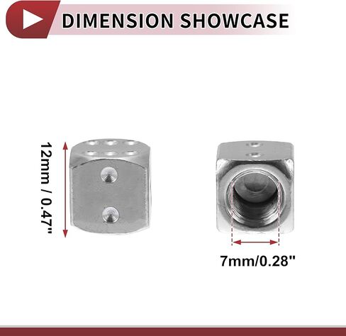 4 Pcs Decorative Tire Valve Stem Caps 12mm Tyre Valve Dust Covers for Most Cars Truck Silver Tone Aluminum Alloy in Saudi Arabia