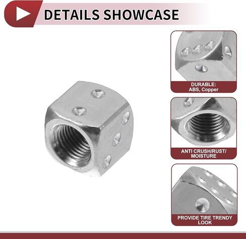 4 Pcs Decorative Tire Valve Stem Caps 12mm Tyre Valve Dust Covers for Most Cars Truck Silver Tone Aluminum Alloy in Saudi Arabia