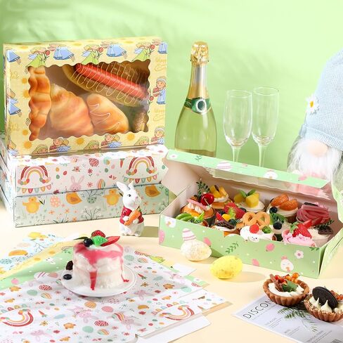 Tenare 48 Pcs Cookie Box with Window 12 x 8 x 2.5 Inch Macaron Bakery Boxes with Window Bakery Treat Boxes for Pastries Donut Pies Cakes Chocolate Strawberry Party Wedding Favor in Saudi Arabia