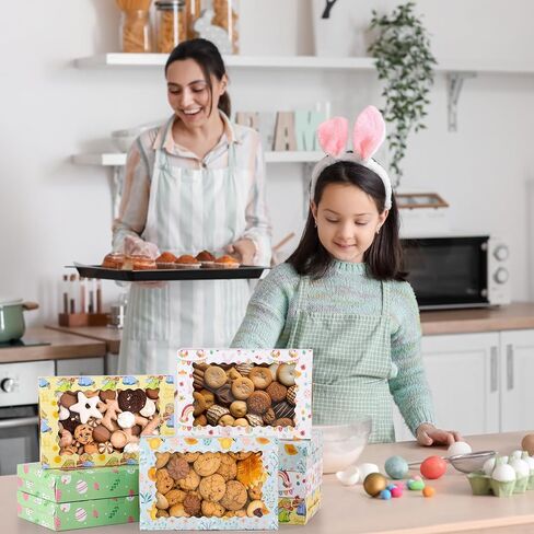 Tenare 48 Pcs Cookie Box with Window 12 x 8 x 2.5 Inch Macaron Bakery Boxes with Window Bakery Treat Boxes for Pastries Donut Pies Cakes Chocolate Strawberry Party Wedding Favor in Saudi Arabia