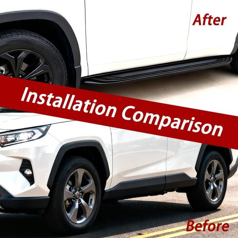 الأسهم الأمريكية 2 قطعة لوحة تشغيل ثابتة تناسب RAV4 RAV-4 2019 2020 2021 2022 2023 2024 2025 سلالم جانبية، شريط جانبي، سبائك ألومنيوم، أسود غير لامع مع حروف in Saudi Arabia