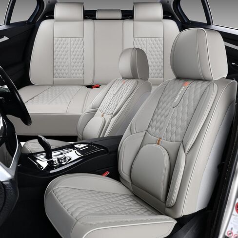 for Toyota Corolla 2000-2025 Car Seat Covers, Middle Gray Car Seat Covers, PU Leather, 5 Piece Full Set, with Lumbar Support, Waterproof, Beautify Interior in Saudi Arabia