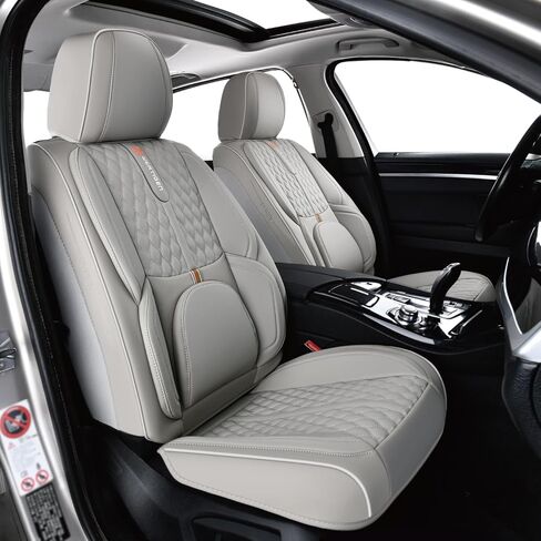 for Toyota Corolla 2000-2025 Car Seat Covers, Middle Gray Car Seat Covers, PU Leather, 5 Piece Full Set, with Lumbar Support, Waterproof, Beautify Interior in Saudi Arabia