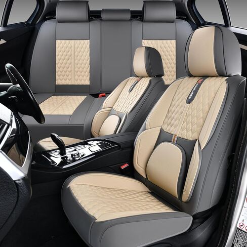 for Toyota Corolla 2000-2025 Car Seat Covers, Middle Gray Car Seat Covers, PU Leather, 5 Piece Full Set, with Lumbar Support, Waterproof, Beautify Interior in Saudi Arabia