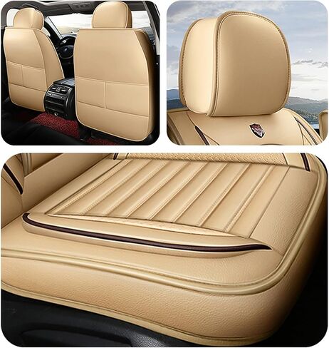 Luxury Custom Fit PU Leather Seat Covers for Ford F150, Tesla, Toyota, and SUVs – Waterproof Full Set, Airbag Compatible, 360° Wrap Design in Saudi Arabia