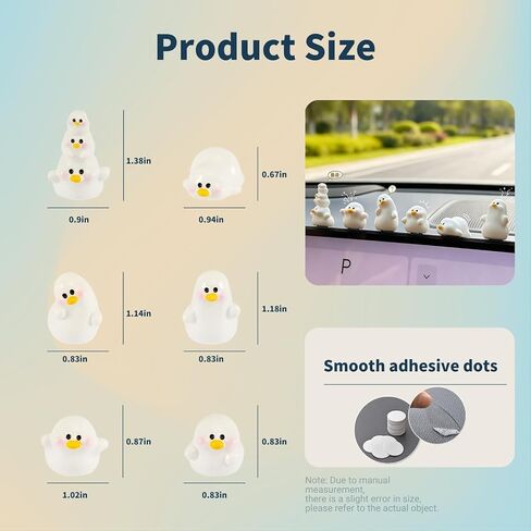 Cute Little Duck,6 Pcs Automotive Interior Decoration Accessories for Car Rearview Mirror and Dashboard,Cute Anime Decor for Home Garden Office,Car Decor for Women，Funny Ornament Gifts (xy-01) in Kuwait