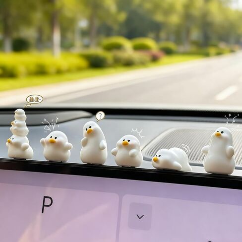 Cute Little Duck,6 Pcs Automotive Interior Decoration Accessories for Car Rearview Mirror and Dashboard,Cute Anime Decor for Home Garden Office,Car Decor for Women，Funny Ornament Gifts (xy-01) in Kuwait