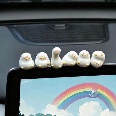 Cute Little Duck,6 Pcs Automotive Interior Decoration Accessories for Car Rearview Mirror and Dashboard,Cute Anime Decor for Home Garden Office,Car Decor for Women，Funny Ornament Gifts (xy-01) in Kuwait