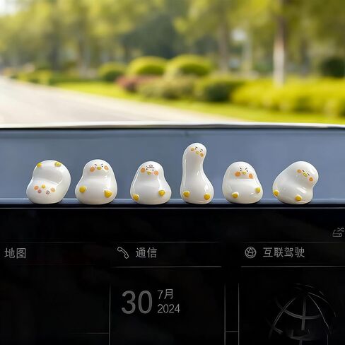 Cute Little Duck,6 Pcs Automotive Interior Decoration Accessories for Car Rearview Mirror and Dashboard,Cute Anime Decor for Home Garden Office,Car Decor for Women，Funny Ornament Gifts (xy-01) in Kuwait