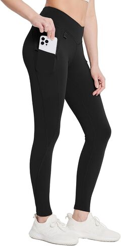 BALEAF Women's Fleece Lined Pants Waterproof Hiking Leggings Zipper Pockets Thermal Running Outdoor High Waisted in Saudi Arabia