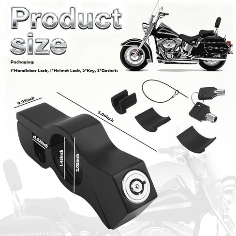 2-in-1 Motorcycle Locks Anti Theft & Motorcycle Helmet Lock,Heavy Duty Helmet Lock Motorcycles with Keys/Gaskets,Universal Motorcycles Anti Theft Locks for ATV/Bike/Scooter in Saudi Arabia