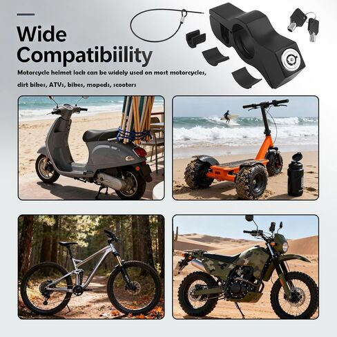 2-in-1 Motorcycle Locks Anti Theft & Motorcycle Helmet Lock,Heavy Duty Helmet Lock Motorcycles with Keys/Gaskets,Universal Motorcycles Anti Theft Locks for ATV/Bike/Scooter in Saudi Arabia