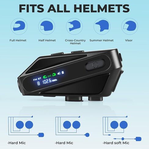 Motorcycle Helmet Bluetooth Headset, Motorcycle intercom, Multiple Communication Modes, Stereo Channels, Intelligent Noise Reduction, IPX6 Waterproof, Compatible with Various Helmets in Saudi Arabia