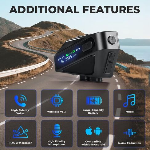 Motorcycle Helmet Bluetooth Headset, Motorcycle intercom, Multiple Communication Modes, Stereo Channels, Intelligent Noise Reduction, IPX6 Waterproof, Compatible with Various Helmets in Saudi Arabia