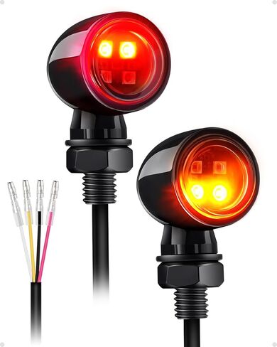 إشارات انعطاف صغيرة للدراجات النارية وامضة 4 مصابيح LED بيضاء كهرمانية أمامية انعطاف إشارات عالمية أضواء إشارة رصاصة مناسبة لهوندا ياماها سوزوكي كاواساكي هارلي تشوبر بوبر in Saudi Arabia