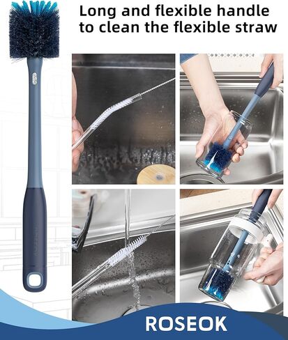 2in1 Long Handle Bottle Brush with Straw Brush for Cleaning Glass, Sports Bottle, Coffee Mug,1 Pack in Saudi Arabia