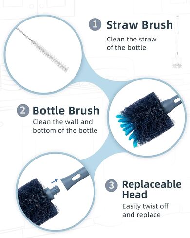 2in1 Long Handle Bottle Brush with Straw Brush for Cleaning Glass, Sports Bottle, Coffee Mug,1 Pack in Saudi Arabia