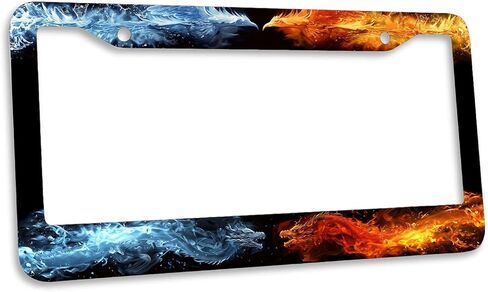 Dragon License Plate Frame Red Blue Phoenix Water Fire Art License Plate Frames Personalise Stainless Steel Funny Design Compatible with Standard License Plate Holder for USA and Canada 12.2" X 6.2" in Saudi Arabia