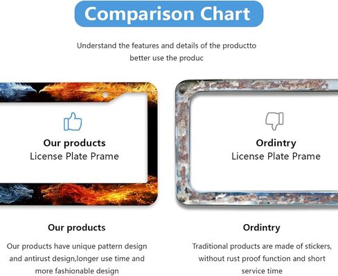 Dragon License Plate Frame Red Blue Phoenix Water Fire Art License Plate Frames Personalise Stainless Steel Funny Design Compatible with Standard License Plate Holder for USA and Canada 12.2" X 6.2" in Saudi Arabia