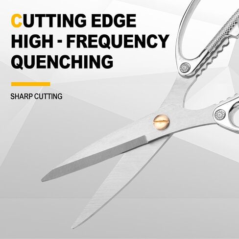 مقص منزلي عالي التحمل، مقص صناعي متعدد الأغراض مقاس 195 مم مع شفرات من الفولاذ المقاوم للصدأ ومقبض من سبائك الألومنيوم، للجلد والنسيج والبلاستيك والورق والمطبخ والاستخدام المنزلي in Saudi Arabia