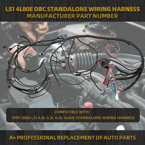 Dasbecan 4L80E DBC LS Standalone Wiring Harness Compatible with 1997-2006 GM LS1 Vortec Engines 4.8L 5.3L 6.0L Drive by Cable, EV1 Fuel Injector Connector, with Wiring Guide Manual in Saudi Arabia