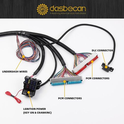Dasbecan 4L80E DBC LS Standalone Wiring Harness Compatible with 1997-2006 GM LS1 Vortec Engines 4.8L 5.3L 6.0L Drive by Cable, EV1 Fuel Injector Connector, with Wiring Guide Manual in Saudi Arabia