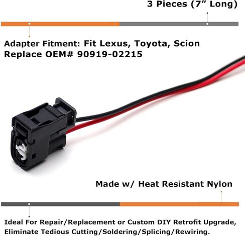 iJDMTOY 3pc Female 2-Way Engine Spark Ignition Coil Connector w/ 6-Inch Pigtail Wiring Compatible with Lexus/Toyota 3.0L V6 Engine: 1JZGTE 2JZGTE 2JZGE, Replace OEM 90919-02215 in Saudi Arabia