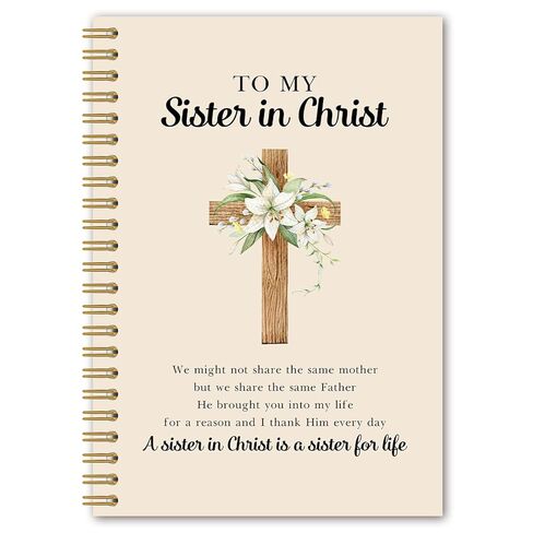 BEHIFL Sister in Christ Christian Spiral Notebook مجلة آية الكتاب المقدس، هدايا مسيحية على شكل زهرة للنساء، هدايا دينية للأخت في المسيح، دفتر ملاحظات الكنيسة، 5.5 × 8.3 بوصة in Saudi Arabia