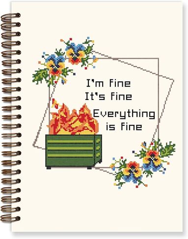 Funny Dumpster Fire Spiral Journal Notebooks for Women, Im fine everythings fine Meeting Notebook for Work, Funny Coworker Gifts, Hardcover Spiral Notebook Journal 5.5x8.3 Inch in Saudi Arabia