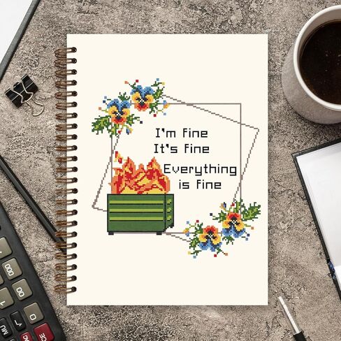 Funny Dumpster Fire Spiral Journal Notebooks for Women, Im fine everythings fine Meeting Notebook for Work, Funny Coworker Gifts, Hardcover Spiral Notebook Journal 5.5x8.3 Inch in Saudi Arabia