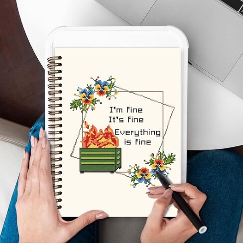 Funny Dumpster Fire Spiral Journal Notebooks for Women, Im fine everythings fine Meeting Notebook for Work, Funny Coworker Gifts, Hardcover Spiral Notebook Journal 5.5x8.3 Inch in Saudi Arabia