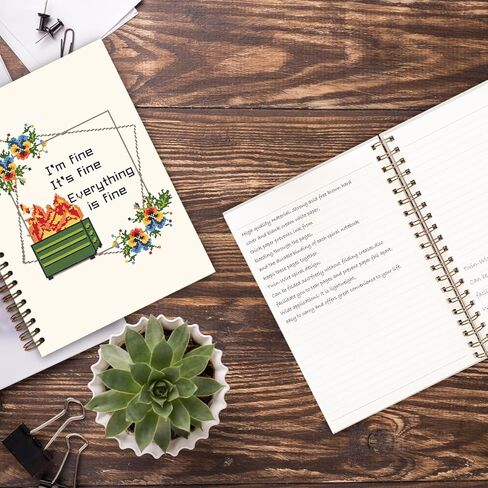 Funny Dumpster Fire Spiral Journal Notebooks for Women, Im fine everythings fine Meeting Notebook for Work, Funny Coworker Gifts, Hardcover Spiral Notebook Journal 5.5x8.3 Inch in Saudi Arabia