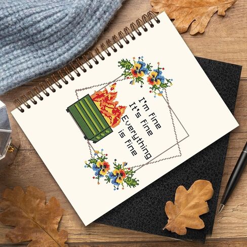 Funny Dumpster Fire Spiral Journal Notebooks for Women, Im fine everythings fine Meeting Notebook for Work, Funny Coworker Gifts, Hardcover Spiral Notebook Journal 5.5x8.3 Inch in Saudi Arabia