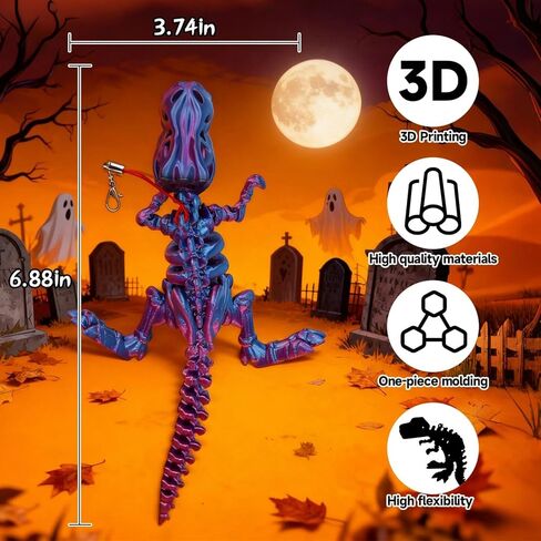 Halloween Figurine, 3D Printed Dinosaur Ornament with Movable Joints, Creepy Decorative Prop for Festival Parties and Cosplay Displays in Saudi Arabia